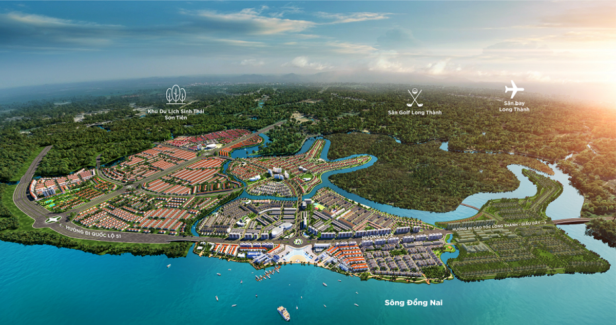 Khu đô thị sinh thái thông minh Aqua City với quy mô gần 1.000 ha sở hữu lợi thế vàng về không gian sống sinh thái, ba mặt giáp sông cùng chuỗi tiện ích nội khu đẳng cấp.