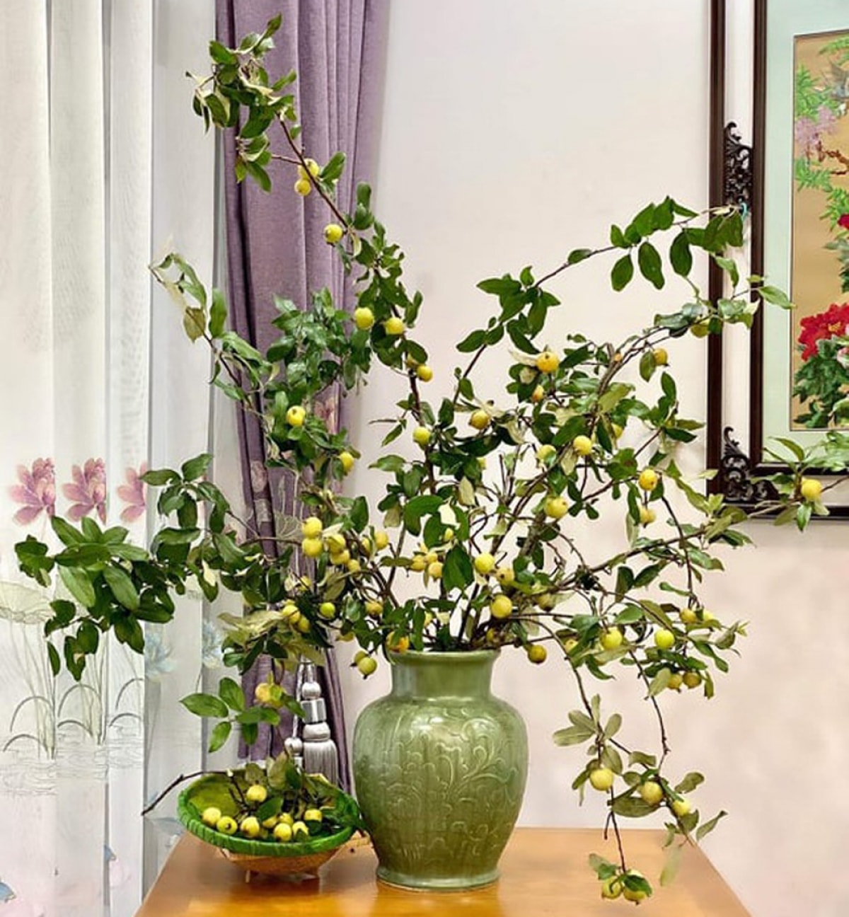cành táo mèo tươi rất dễ chăm sóc, chỉ cần cắm trong bình đủ nước, thay nước 2-3 ngày/lần là chơi được tầm 1 tháng. (Ảnh: Dân trí)