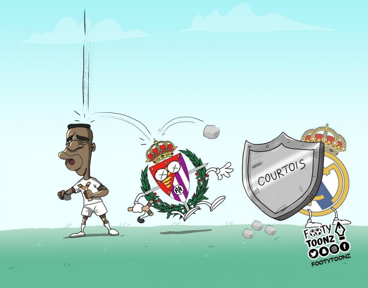 Real Madrid nhọc nhằn vượt ải Valladolid. (Ảnh: Footy Toonz)