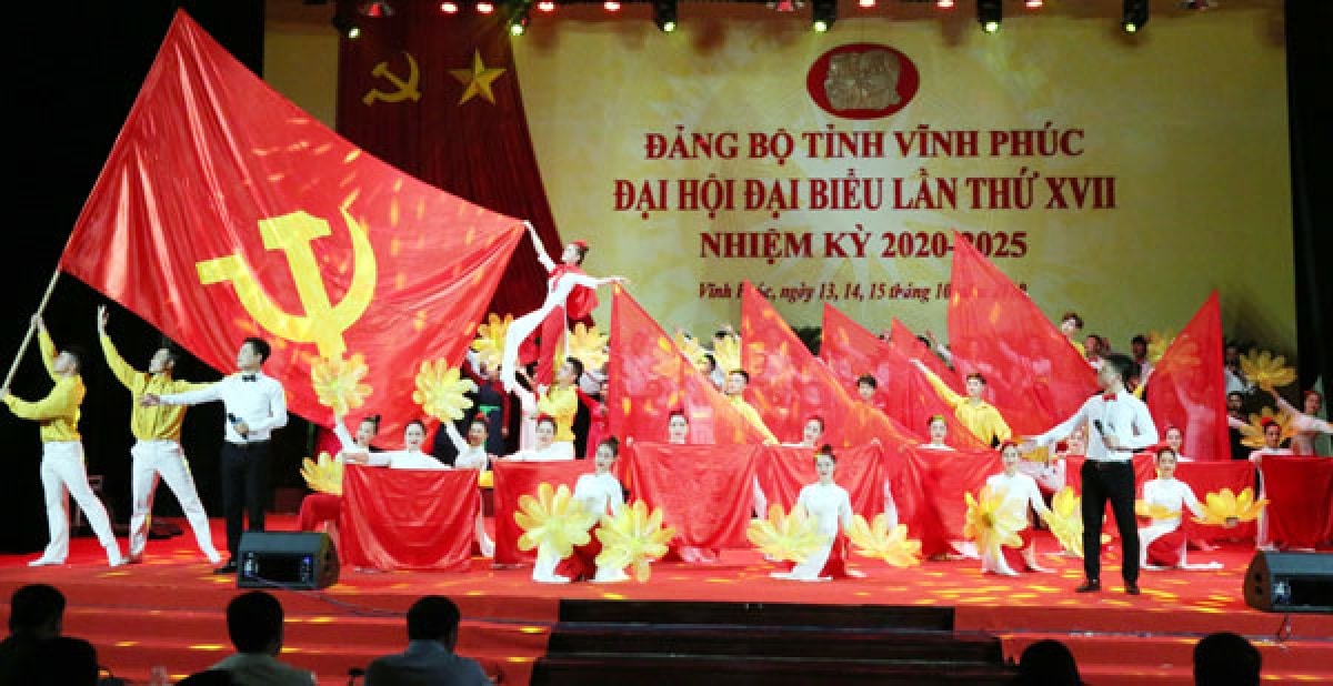 Khai mạc Đại hội Đại biểu Đảng bộ tỉnh Vĩnh Phúc lần thứ 17 diễn ra vào hôm nay (Ảnh: Cổng thông tin tỉnh Vĩnh Phúc).