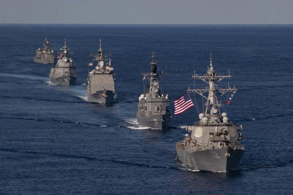 Tàu chiến của Mỹ và Nhật Bản tham gia tập trận. Ảnh: Hải quân Mỹ.