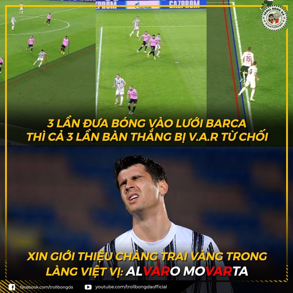 Đen đủi như Alvaro Morata. (Ảnh: Troll Bóng Đá)