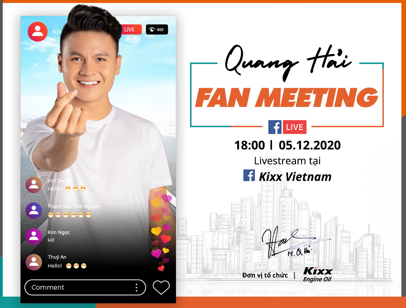 Xem trực tiếp fan meeting của Quang Hải trên page Kixx Việt Nam - 1