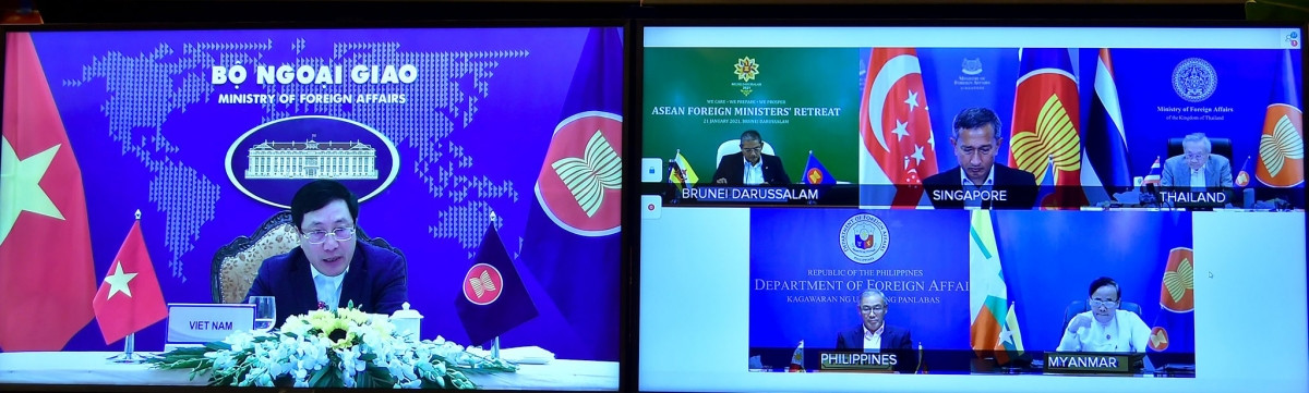 Hội nghị hẹp Bộ trưởng Ngoại giao ASEAN được tổ chức theo hình thức trực tuyến.