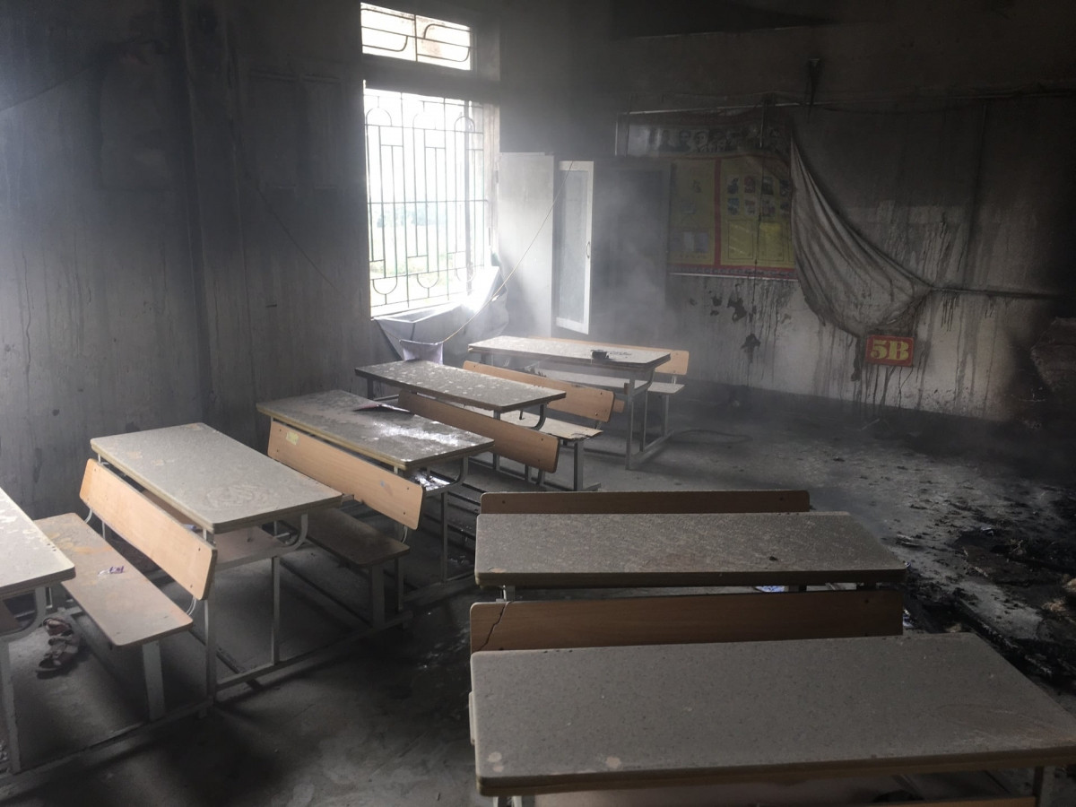 Phòng học nơi xảy ra đám cháy.