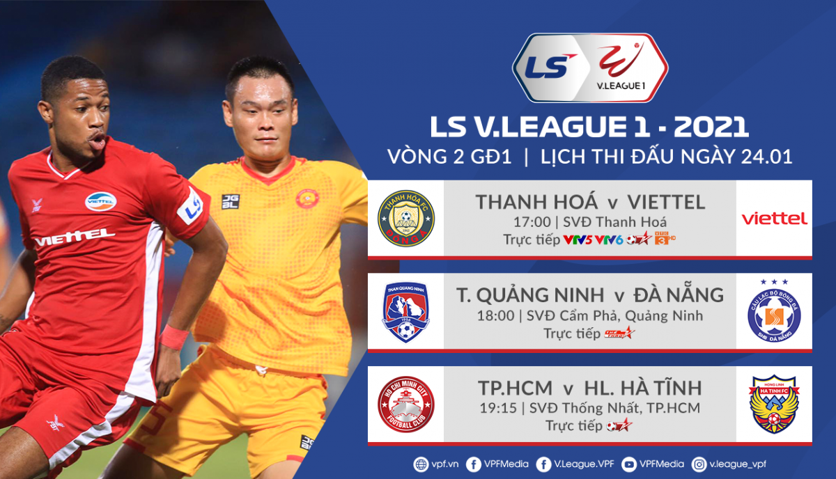 Lịch thi đấu 3 trận đấu muộn nhất vòng 2 v-League 2021.
