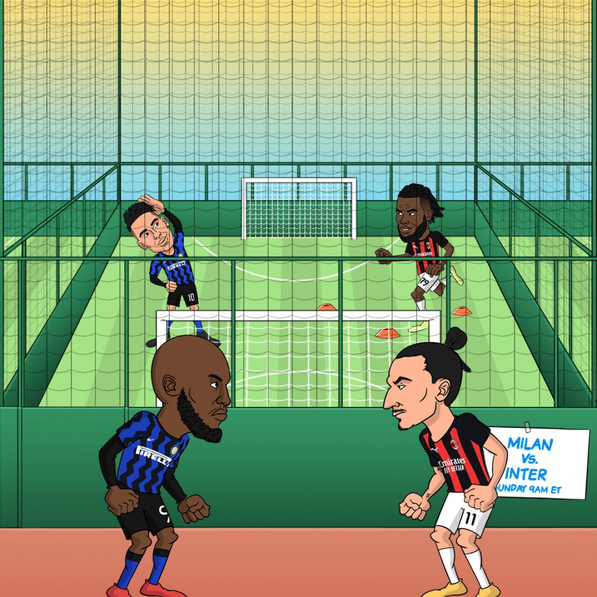 Romelu Lukaku và Zlatan Ibrahimovic tái ngộ trong trận derby Milan. (Ảnh: Bleacher Reports)