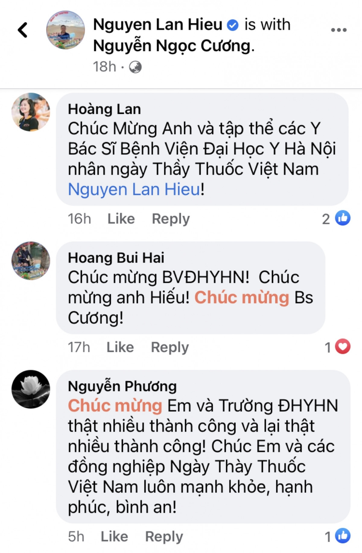 Những lời chúc mừng gửi tới PGS.TS Nguyễn Lân Hiếu - Giám đốc Bệnh viện Đại học Y Hà Nội.