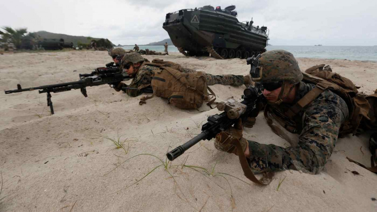 Lực lượng thủy quân lục chiến Mỹ tham gia diễn tập đổ bộ tấn công ở Chonburi, Thái Lan hồi tháng 2/2020. Ảnh: AP
