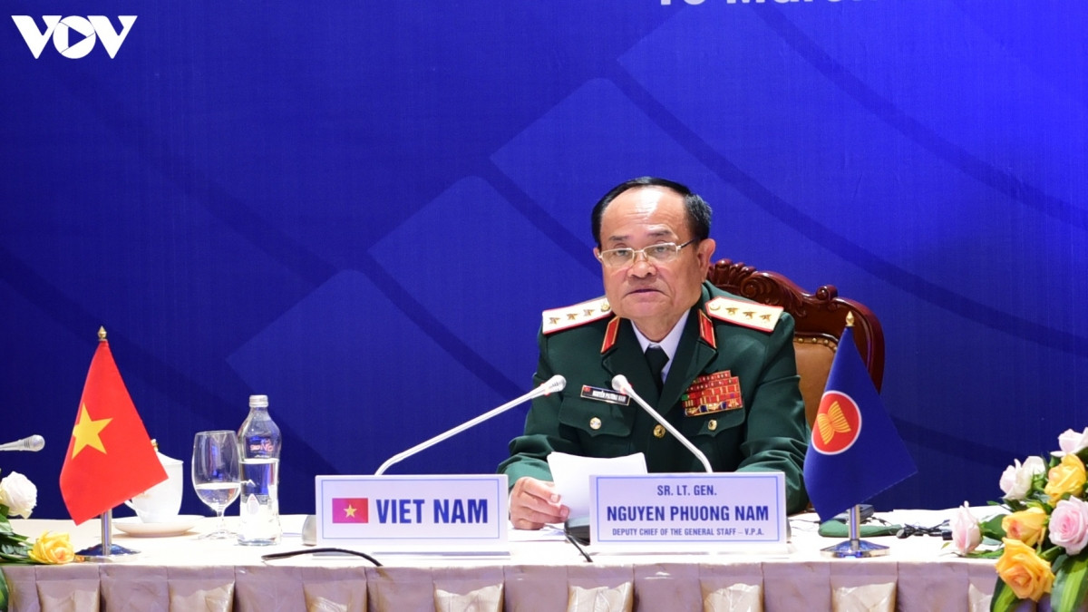 Thượng tướng Nguyễn Phương Nam, trưởng đoàn Việt Nam dự Hội nghị Tư lệnh Lực lượng Quốc phòng các nước ASEAN lần thứ 18. (Ảnh: Trọng Phú)