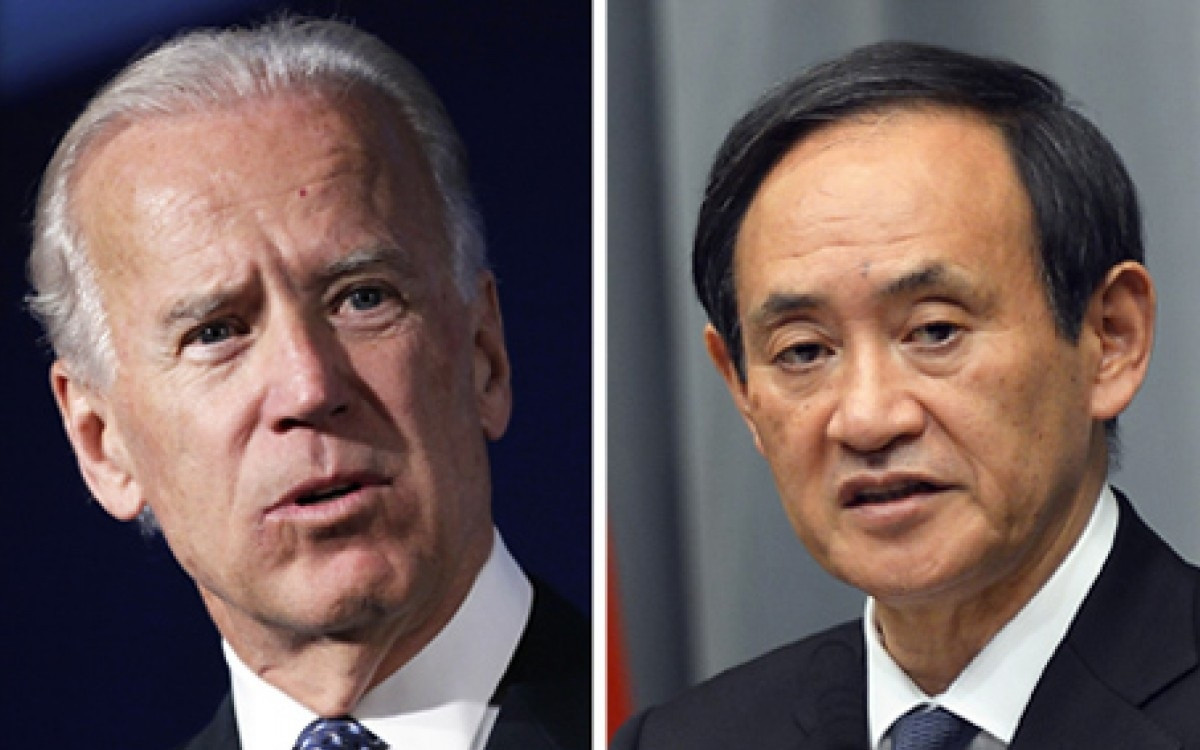 Tổng thống Mỹ Biden và Thủ tướng Nhật Bản Suga. Ảnh: SCMP.