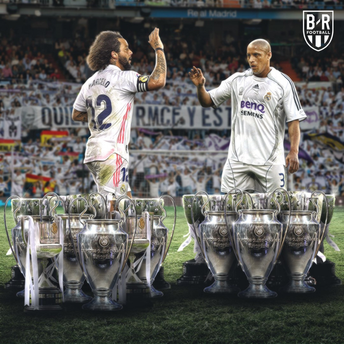Marcelo cân bằng số trận ra sân cho Real Madrid của Roberto Carlos. (Ảnh: Bleacher Reports)