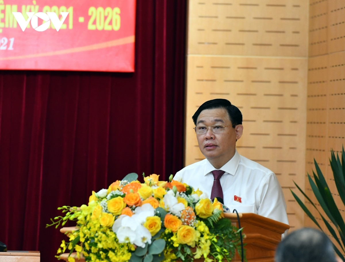 Chủ tịch Quốc hội Vương Đình Huệ phát biểu tại Hội nghị.