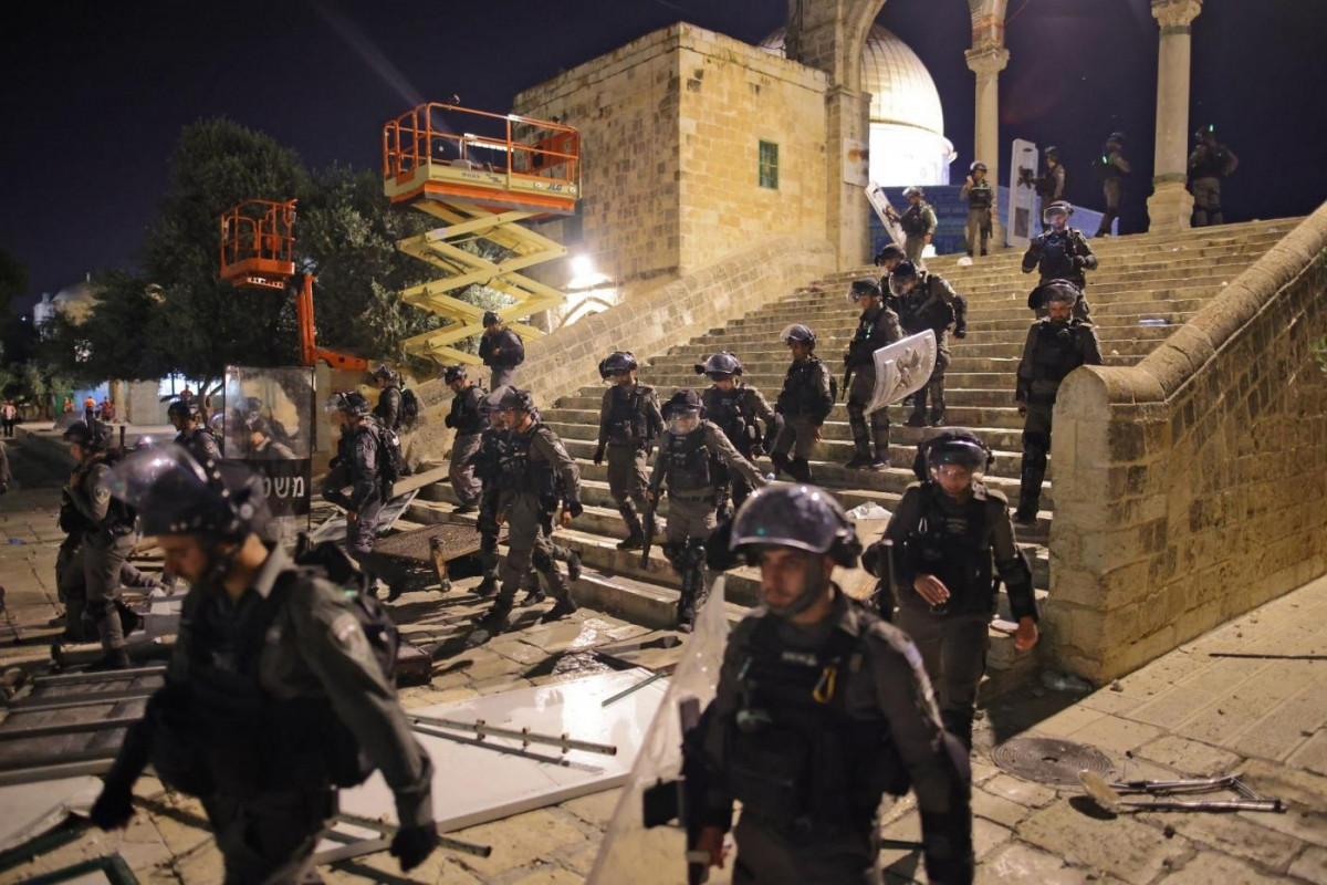 Lực lượng an ninh Israel triển khai tại khu vực đền thờ Al Aqsa ở Jerusalem ngày 10/5/2021. Ảnh: AFP