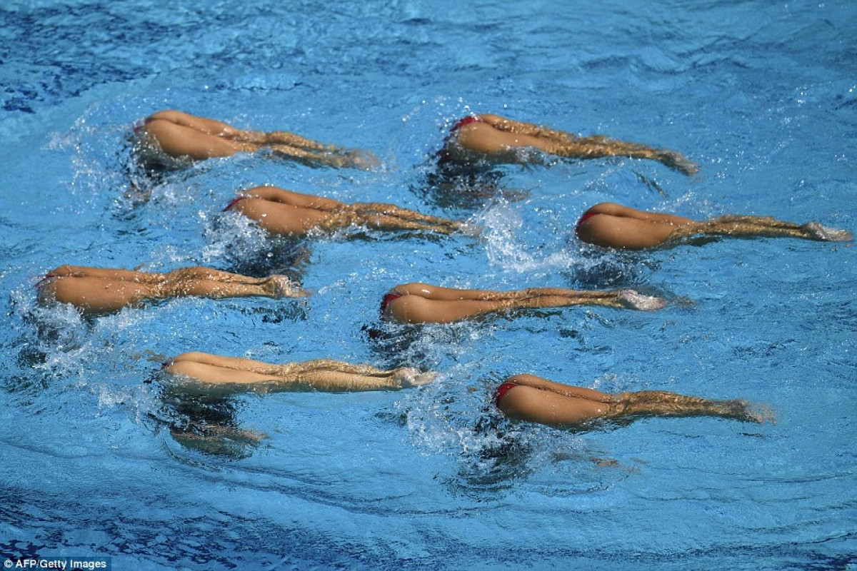 Các nữ vận động viên bơi nghệ thuật của Brazil. Ảnh: AFP.