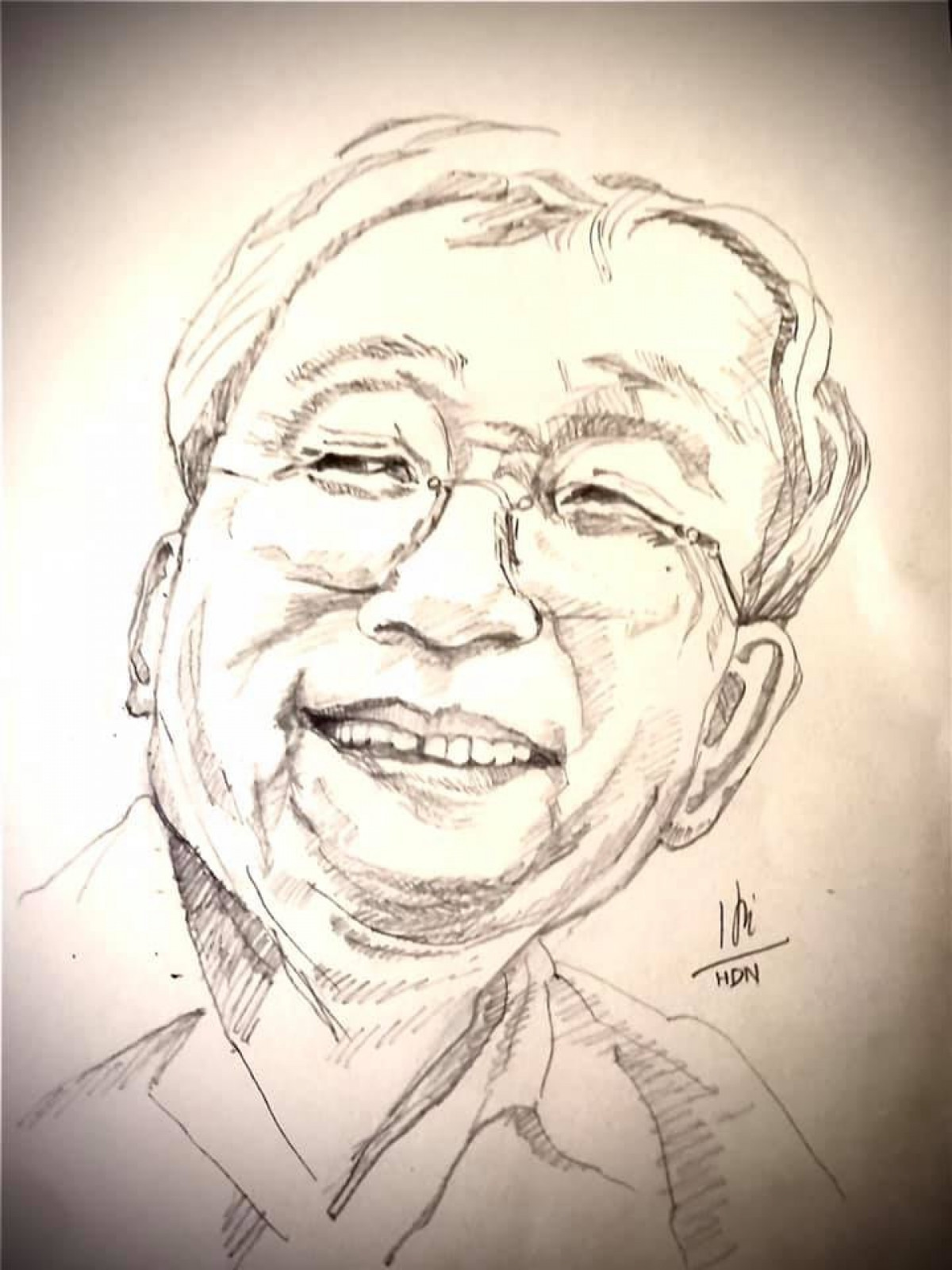 Chân dung nhà văn - nhà nghiên cứu Lê Văn Nghĩa qua nét vẽ nhà báo Huỳnh Dũng Nhân.