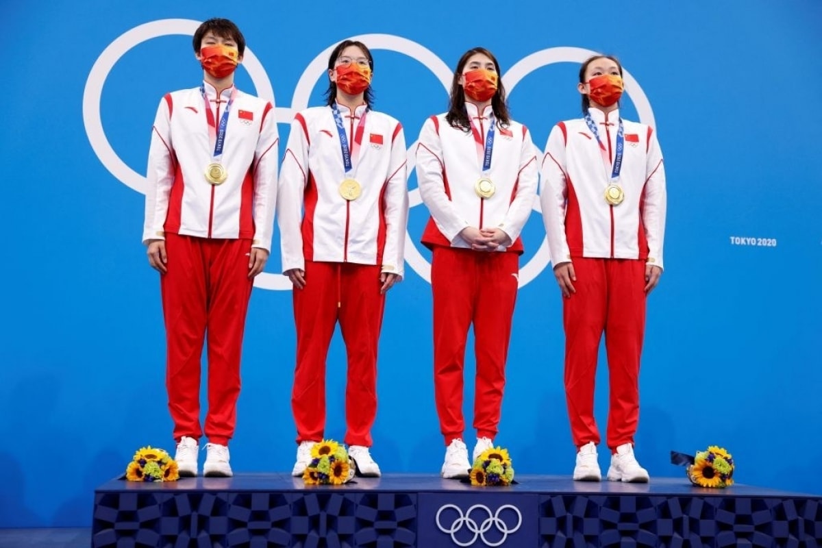 Yang Junxuan, Tang Muhan, Zhang Yufei và Li Bingjie đã giành HCV và phá kỷ lục thế giới (Ảnh: Getty).