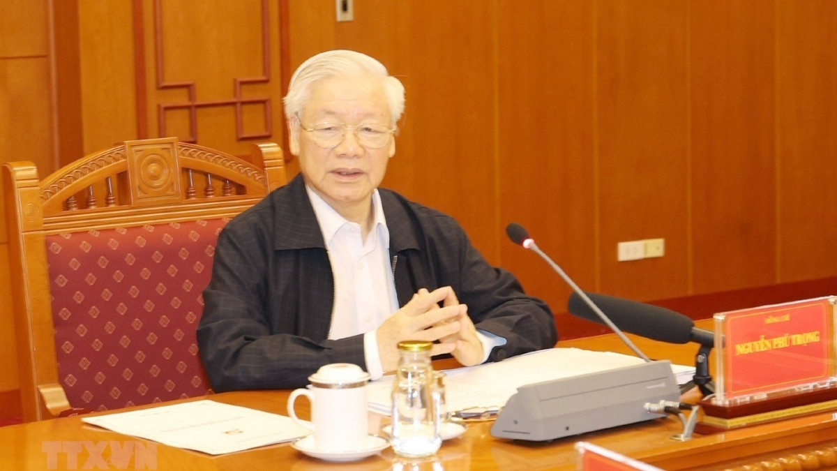Tổng Bí thư Nguyễn Phú Trọng chủ trị một cuộc họp của Ban Chỉ đạo Trung ương về phòng, chống tham nhũng