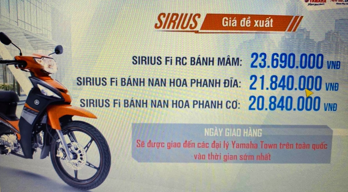 Giá bán cụ thể từng phiên bản của Yamaha Sirius FI 2021.