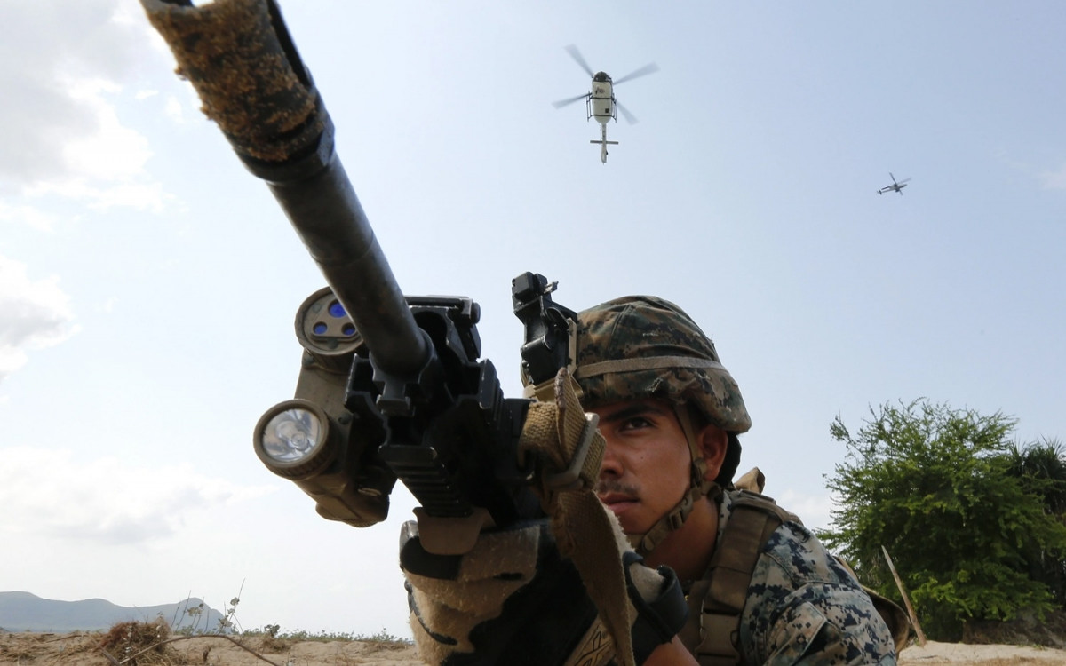 Một lính thủy quân lục chiến Mỹ tham gia tập trận tại Thái Lan. Ảnh: EPA.