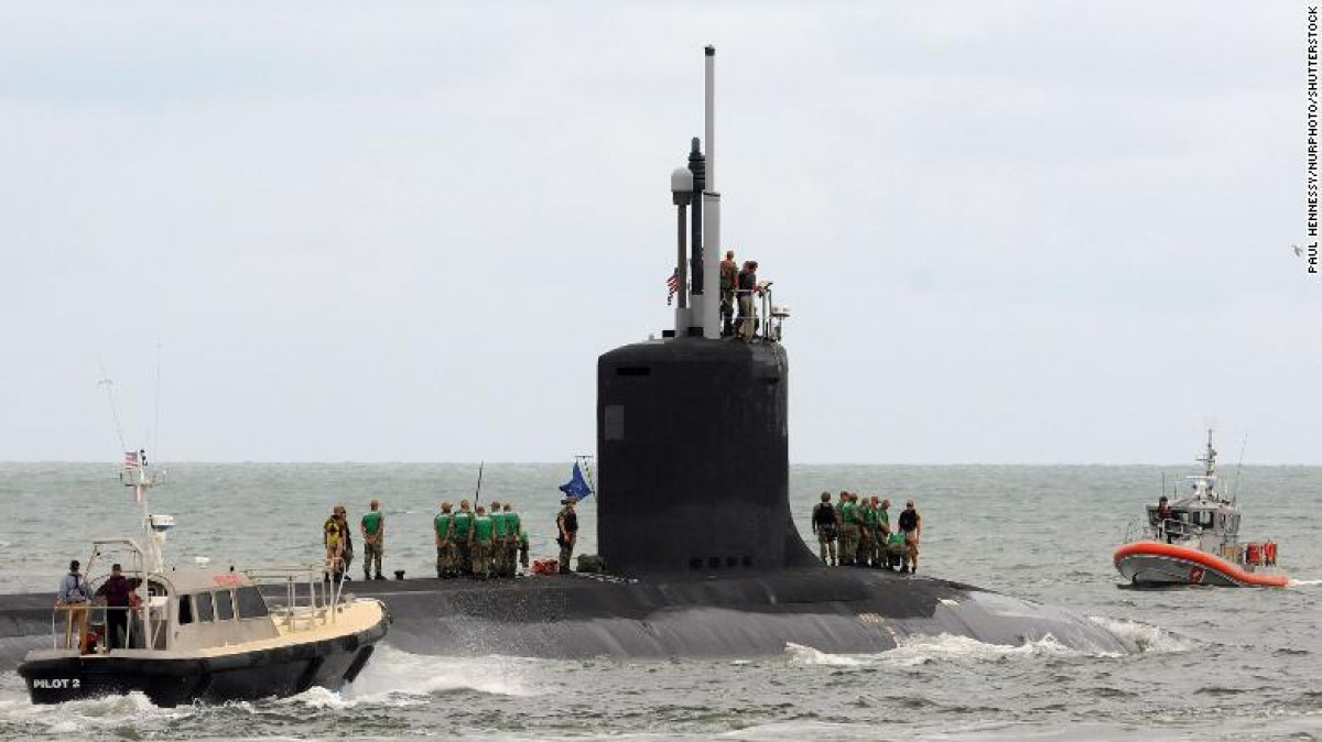 Tàu ngầm hạt nhân tấn công USS Indiana của Mỹ. Ảnh: CNN