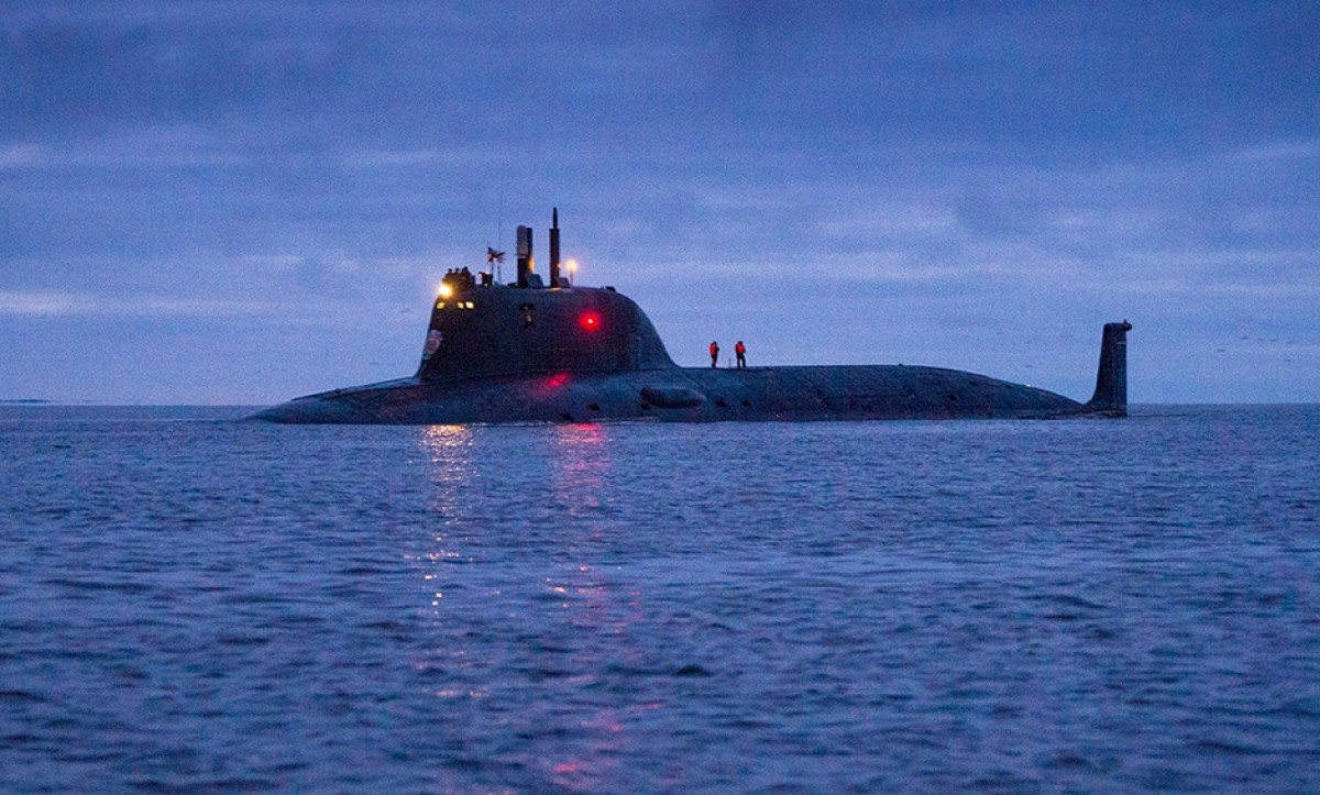 Tàu ngầm hạt nhân Kazan thuộc lớp Yasen-M ra biển thử nghiệm cuối năm 2019. Ảnh: Bộ Quốc phòng Nga.