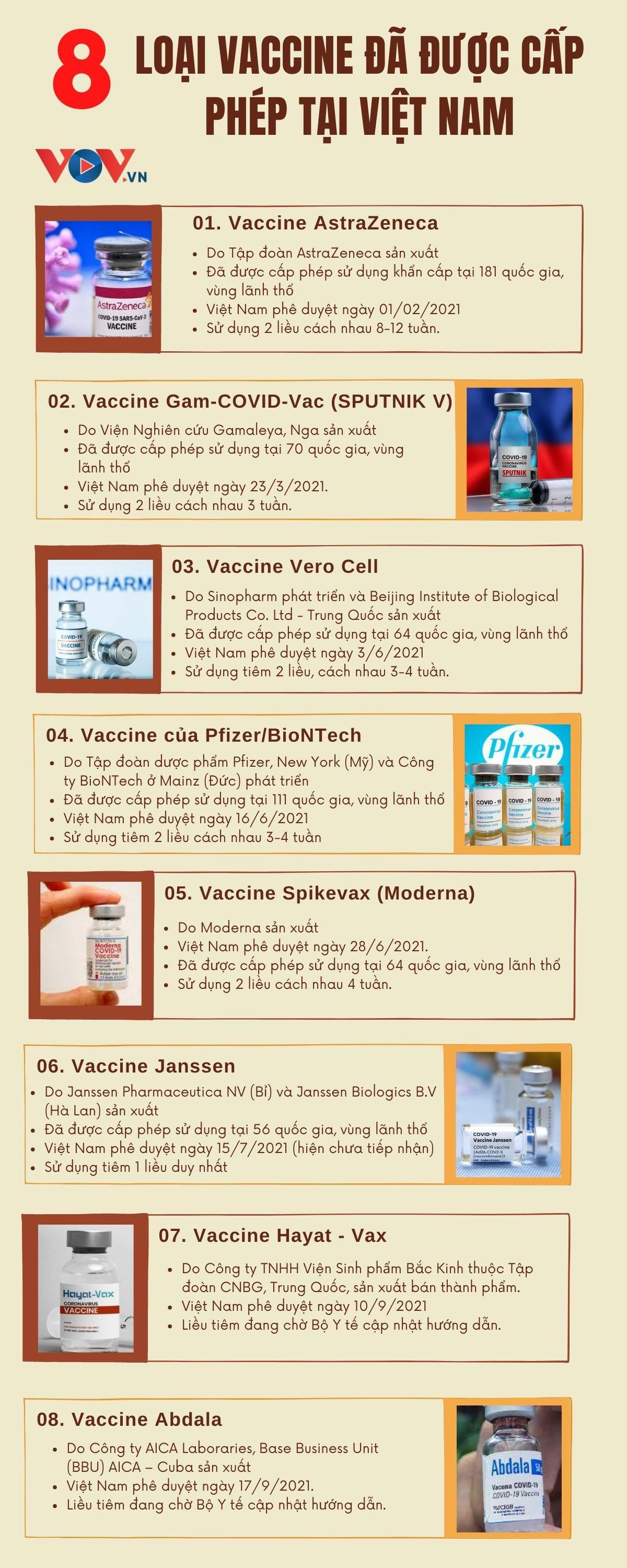 Infographic: 8 loại vaccine COVID-19 được cấp phép tại Việt Nam - 1