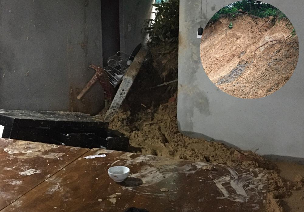 Hà Tĩnh: Mưa lớn nhiều ngày, đất đá đổ sập nhà dân, 2 cháu nhỏ bị thương - 1