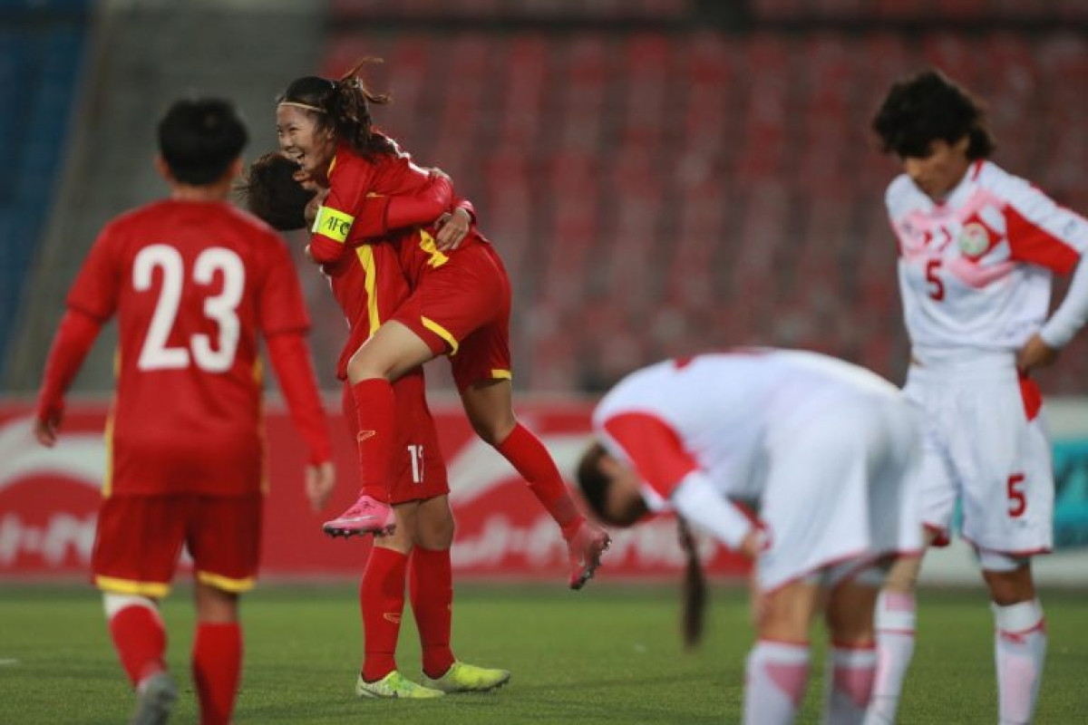 Huỳnh Như ăn mừng bàn thắng nâng tỷ số lên 3-0. (Ảnh: AFC).