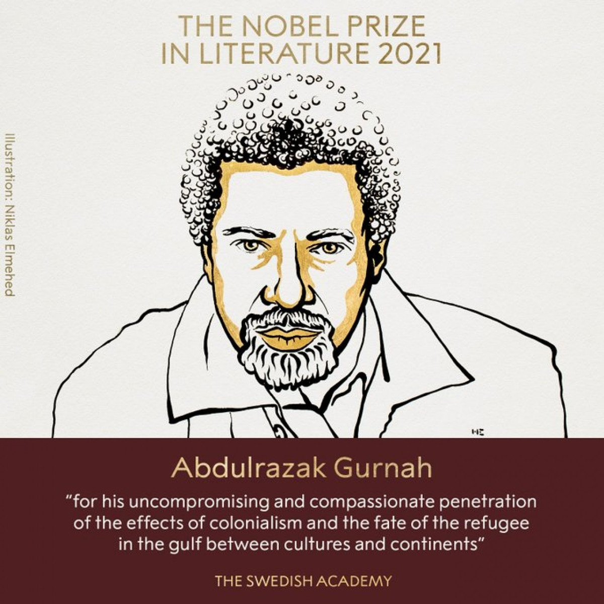 Giải thưởng Nobel Văn học năm 2021 được trao cho tiểu thuyết gia người Tanzania, Abdulrazak Gurnah. 