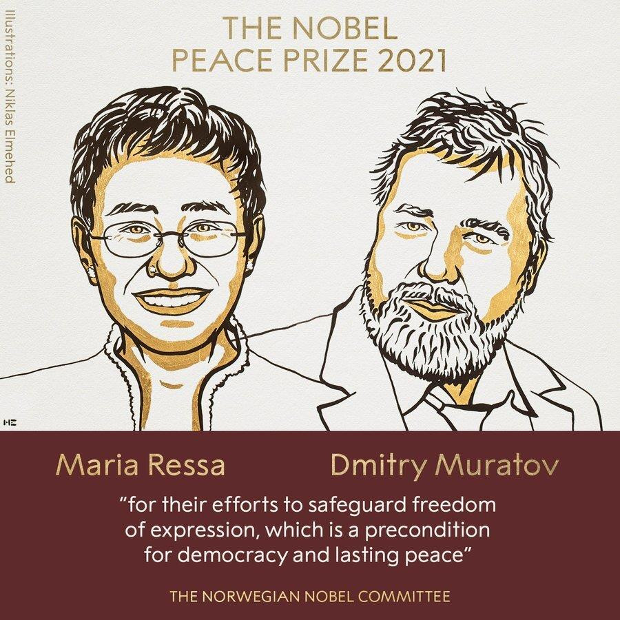 Nobel Hòa bình 2021 vinh danh các nhà báo bảo vệ tự do ngôn luận  - 1