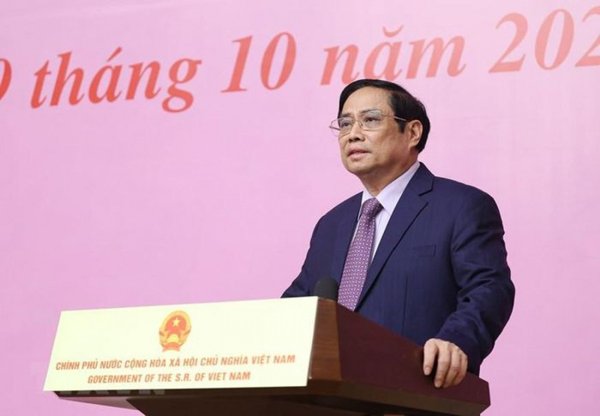Thủ tướng Phạm Minh Chính phát biểu.(Ảnh: TTXVN)