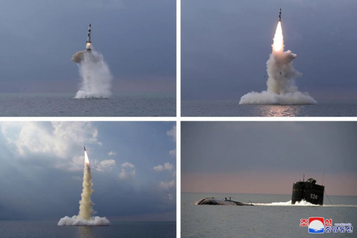 Hình ảnh về vụ thử tên lửa từ tàu ngầm của Triều Tiên hôm 19/10 do KCNA đăng tải.