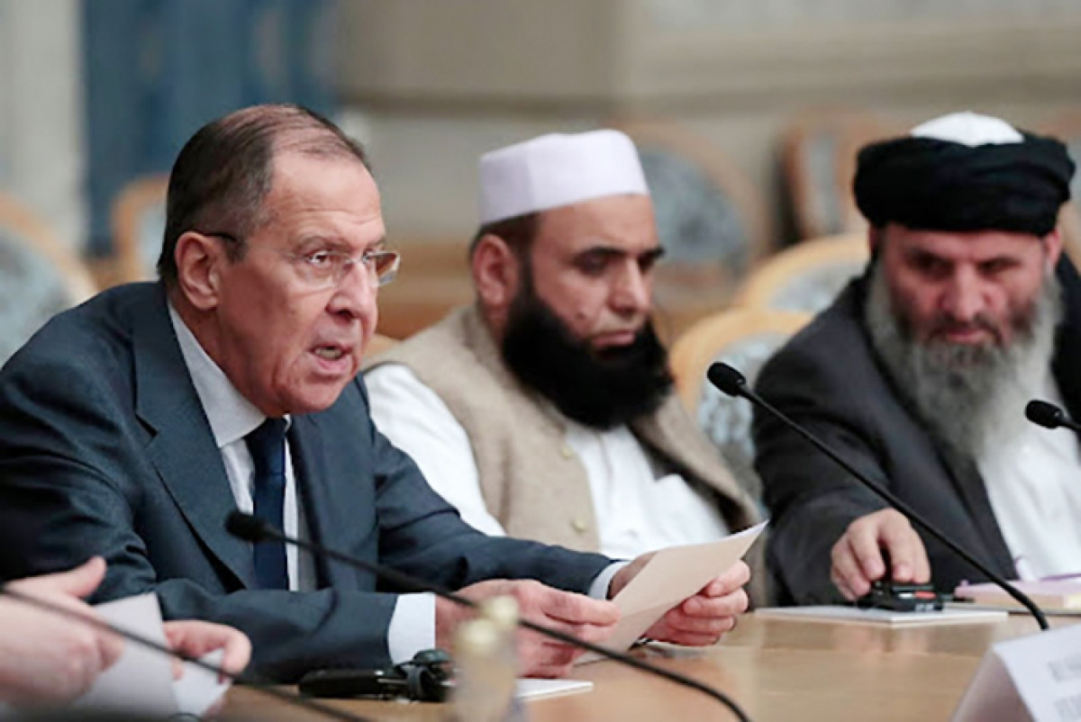  Ngoại trưởng Nga Lavrov tiếp phái đoàn Taliban tại Moscow. Ảnh: Reuters.