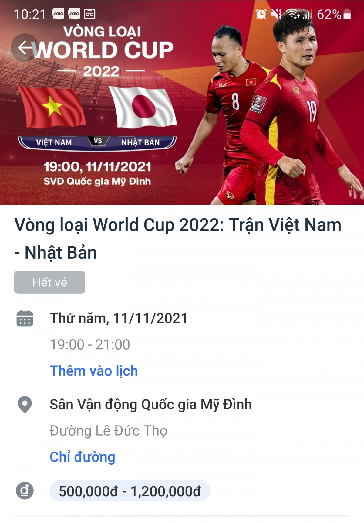 Cháy vé xem ĐT Việt Nam vs ĐT Nhật Bản chỉ sau 20 phút mở bán.