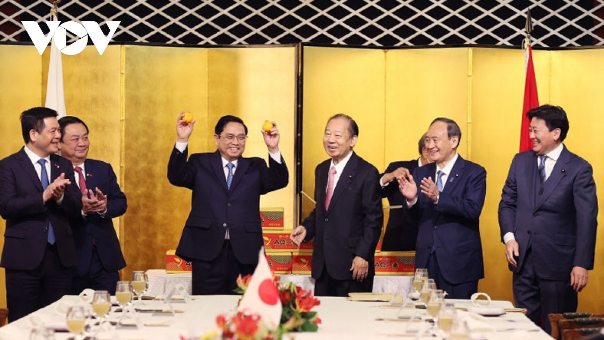 Gặp gỡ các cựu lãnh đạo của Nhật Bản như cựu Thủ tướng Suga Yoshihide, cựu Thủ tướng Nhật Bản Abe Shinzo (hai ông là cựu Tổng Thư ký Đảng Dân chủ Tự do (LDP) của Nhật Bản), Thủ tướng Phạm Minh Chính cảm ơn sự đóng góp tích cực, hiệu quả của các vị cựu lãnh đạo Nhật Bản trong việc thúc đẩy quan hệ song phương giữa hai nước. 