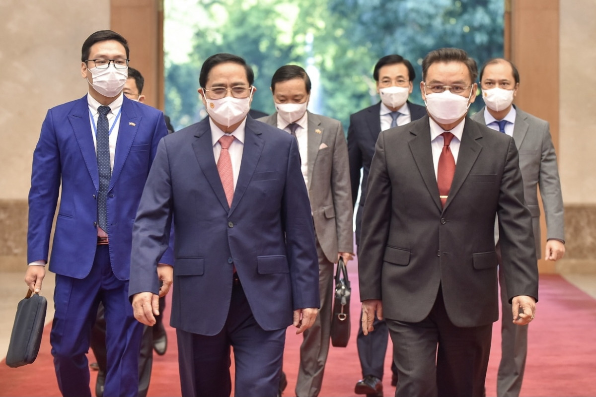Chiều 6/12, Thủ tướng Chính phủ Phạm Minh Chính đã hội kiến với Chủ tịch Quốc hội Lào Saysomphone Phomvihane đang thăm chính thức Việt Nam.