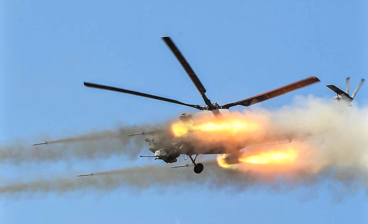 Trực thăng tấn công Mi-28NM đang khai hỏa. Nguồn: dfnc.ru