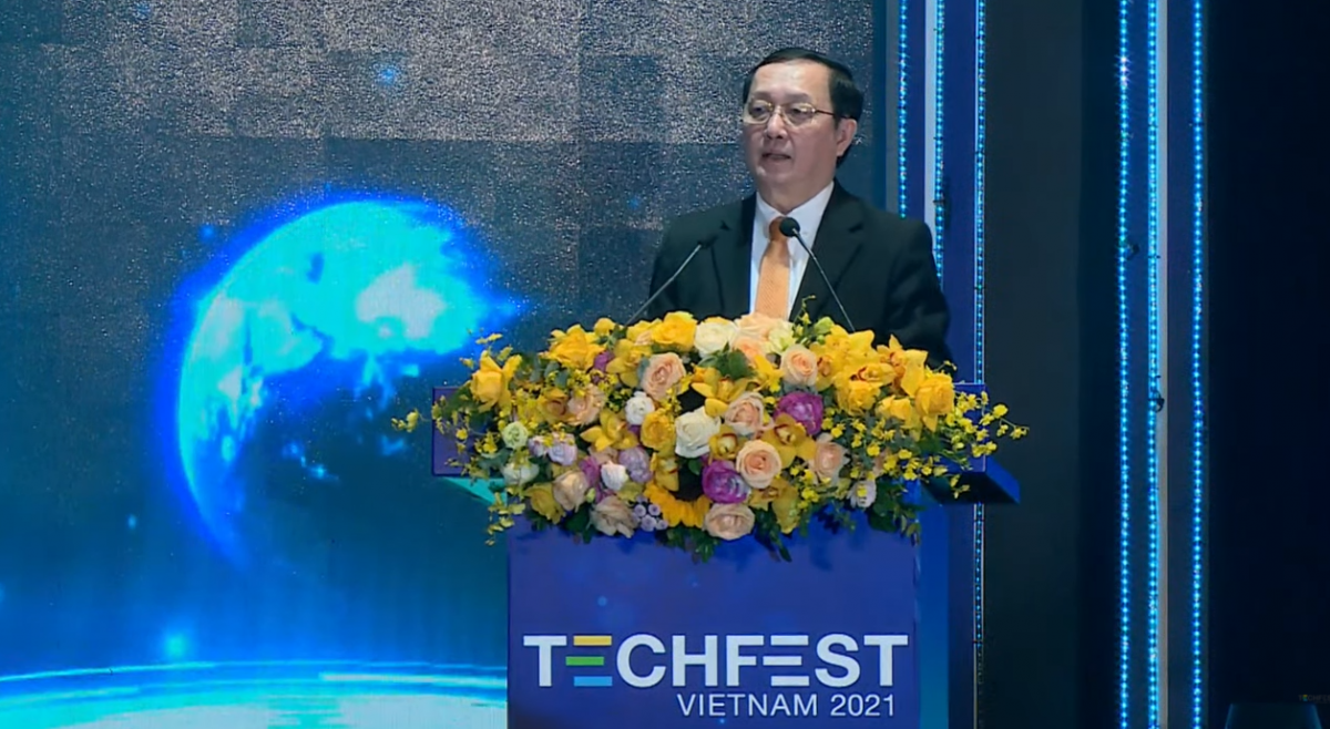 Bộ trưởng Bộ Khoa học và Công nghệ Huỳnh Thành Đạt phát biểu tại Techfest 2021