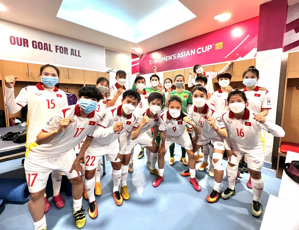 ĐT nữ Việt Nam có cơ hội lớn để vào tứ kết Asian Cup nữ 2022 khi chỉ cần kết quả hòa với Myanmar. (Ảnh: VFF).