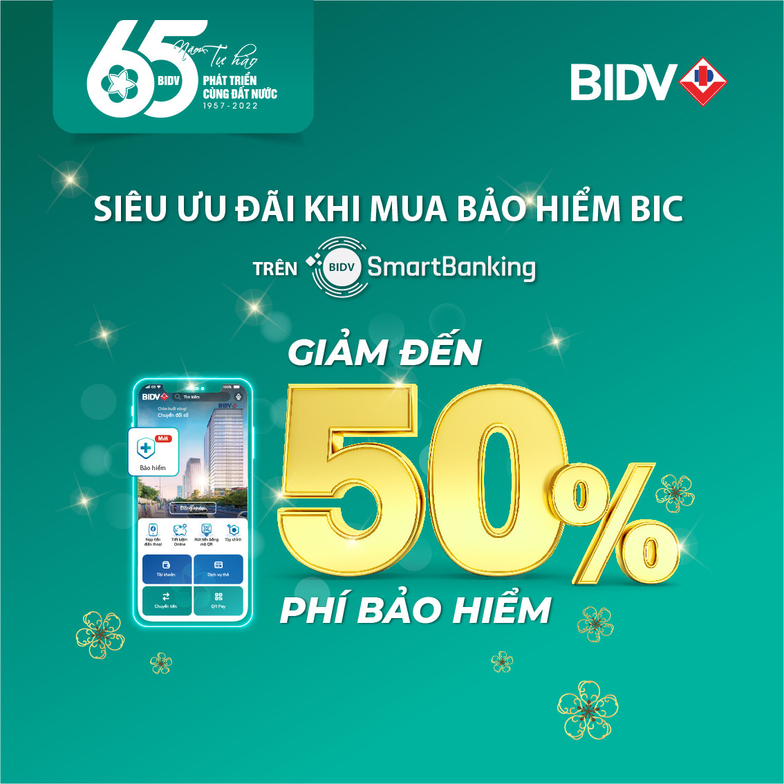 Ưu đãi tới 50% khi mua bảo hiểm BIC qua ứng dụng BIDV SmartBanking - 1