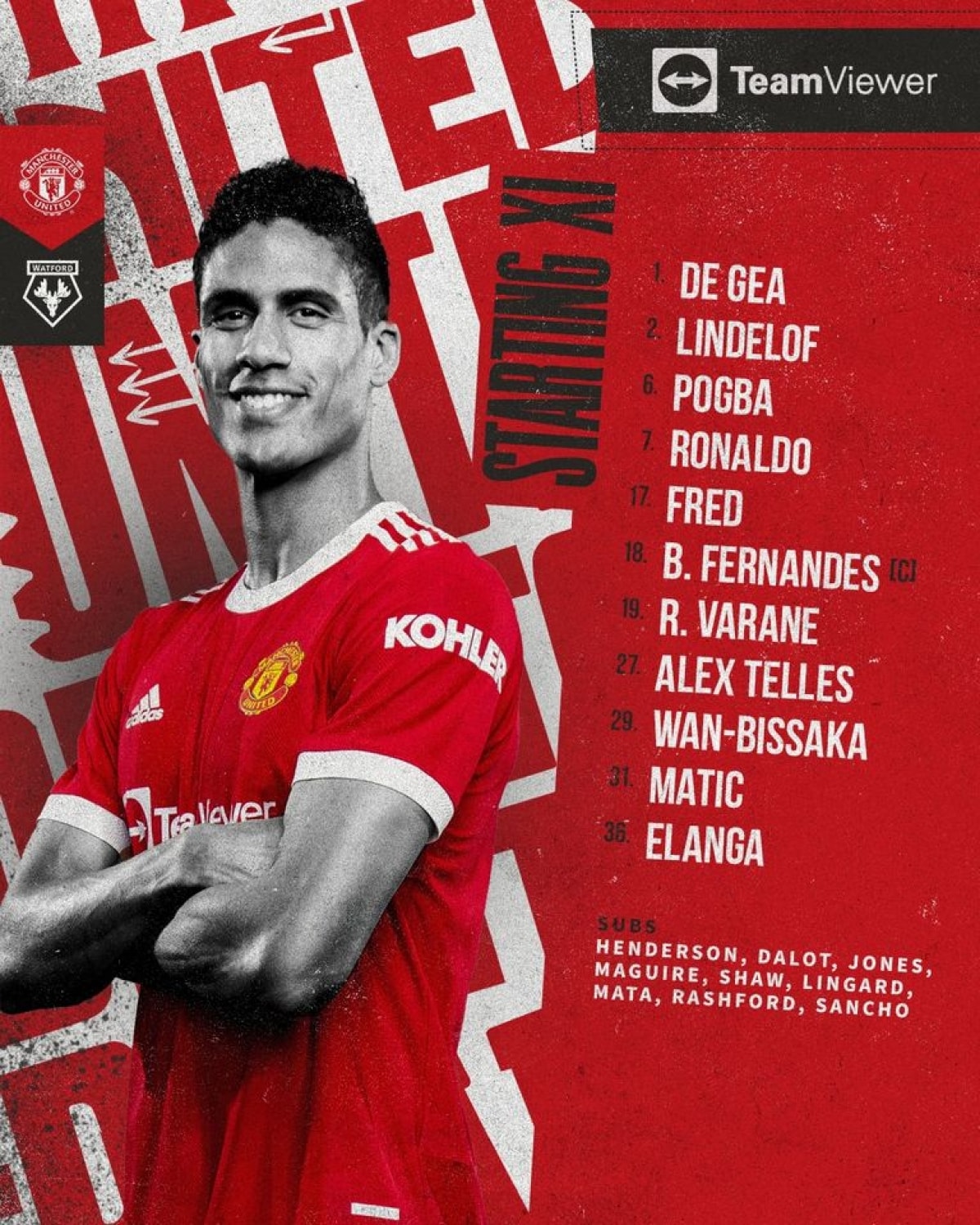 Đội hình xuất phát của MU. (Ảnh: MUFC)