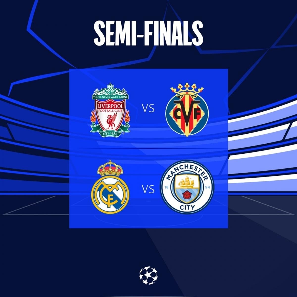 Lịch thi đấu bán kết Champions League: Man City vs Real, Liverpool vs  Villarreal