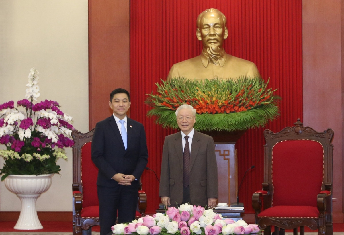 Tổng Bí thư Nguyễn Phú Trọng và Chủ tịch Quốc hội Singapore Tan Chuan-jin
