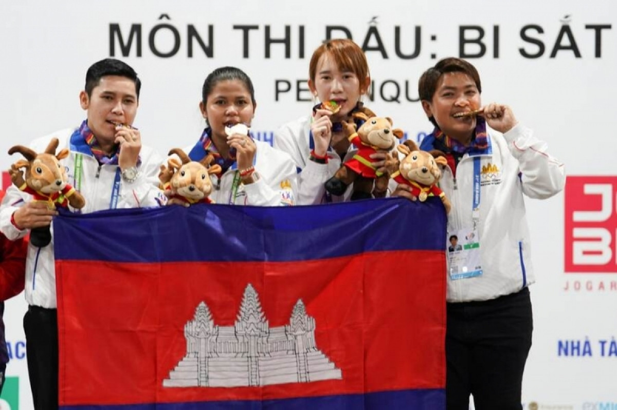 Các vận động viên Campuchia tại SEA Games 31. (Ảnh: Bộ Thông tin Campuchia)