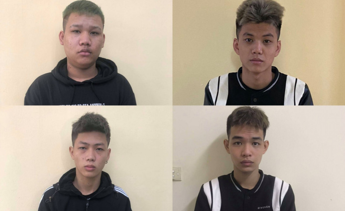 Nhóm 4 bị cáo: Việt Anh, Luật, Cường, Hoàng Anh sau khi bị bắt