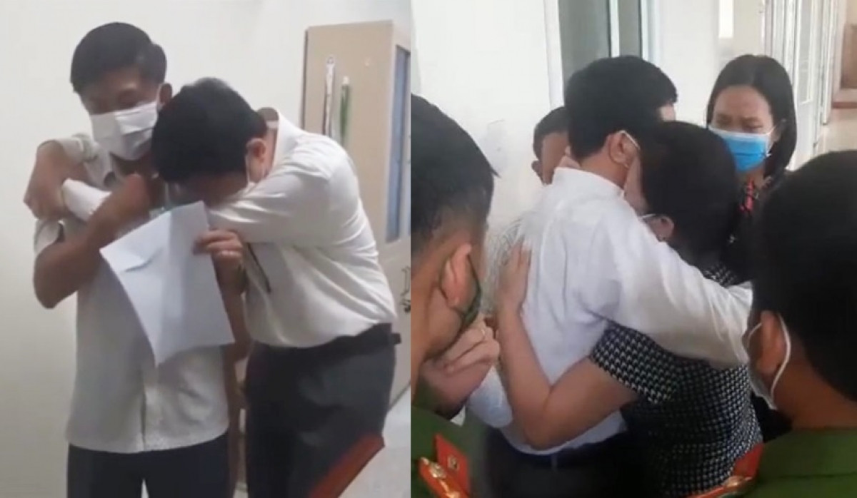 Giám đốc CDC Đắk Lắk - Trịnh Quang Trí (áo trắng) khóc khi bị bắt vì liên quan vụ Việt Á