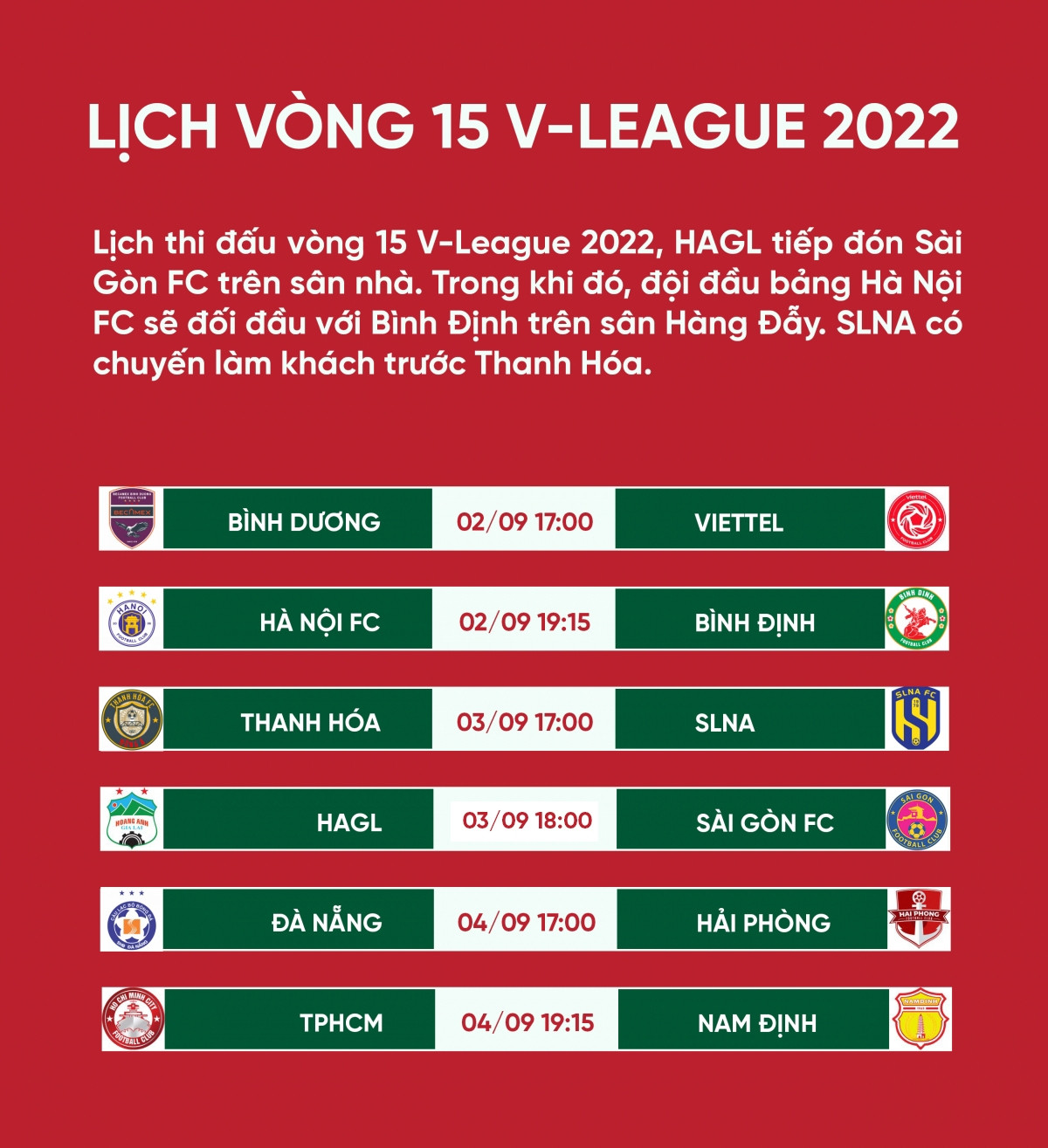 lich thi dau v-league 2022 hom nay 2 9 ha noi fc so tai binh Dinh hinh anh 1