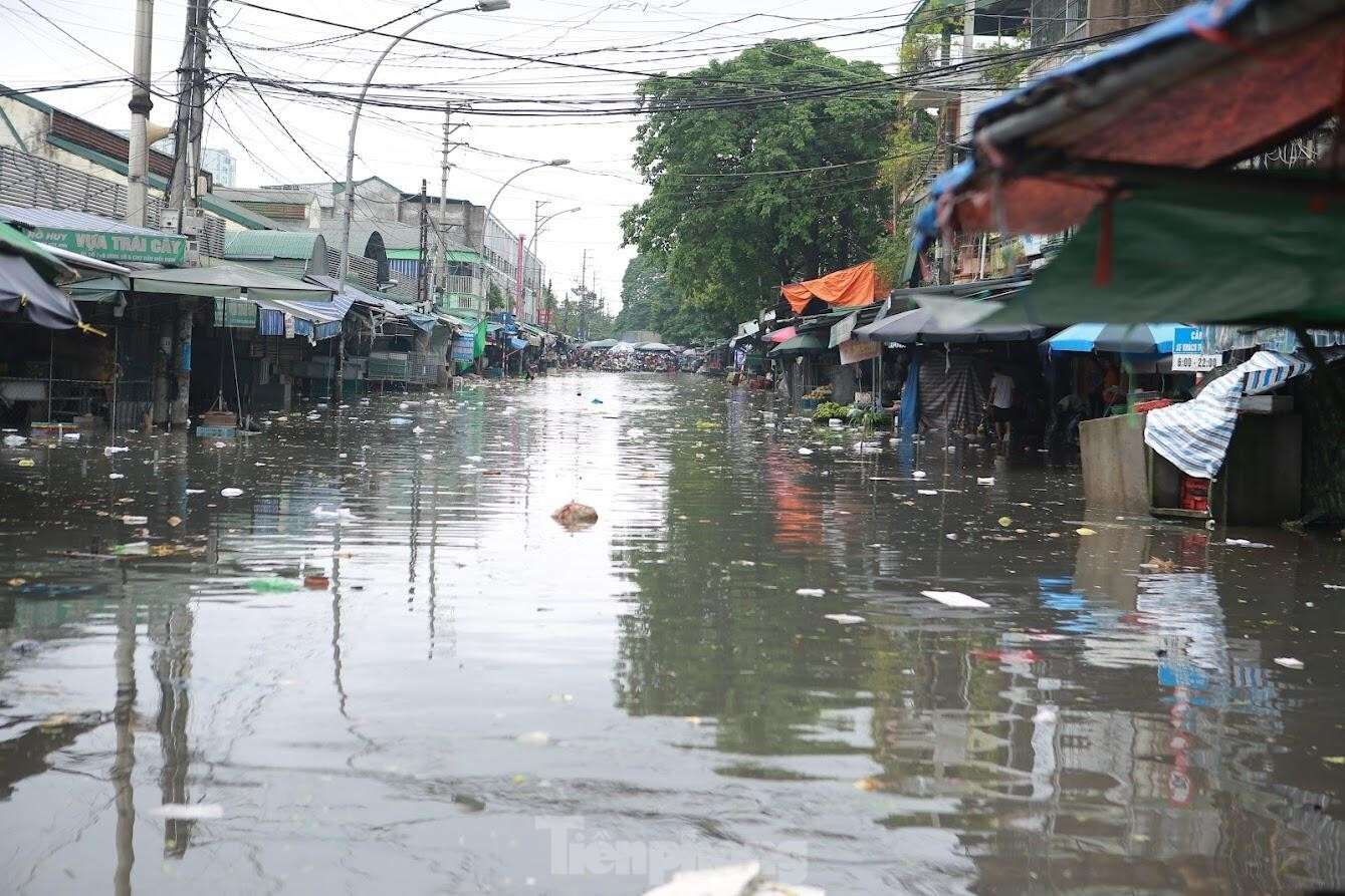 Nước lũ đổ về, chợ đầu mối lớn nhất Nghệ An ngập nặng - 1