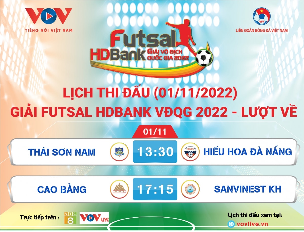 lịch thi đấu giải futsal hdbank vĐqg 2022 hôm nay 1 11 hình ảnh 1 lich thi dau giai futsal hdbank vDqg 2022 hom nay 1 11 hinh anh 1